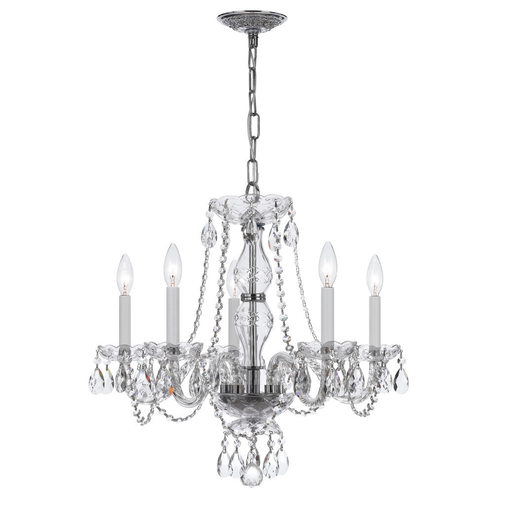 Crystorama Traditional Collection 5-light Polished Chrome/Swarovski Strass Crystal Chandelier - Chandeliers For Bedrooms by Overstock.com