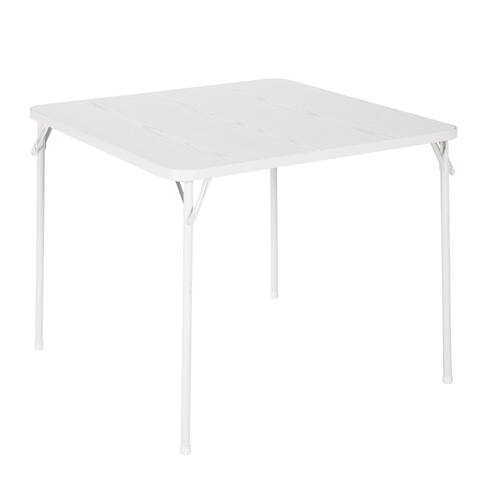COSCO 34-inch Square Textured White Wood Grain Resin Top Folding Table