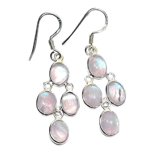 Handmade Sterling Silver Rainbow Moonstone Earrings India Handmade Sterling Silver Rainbow Moonstone Earrings India White