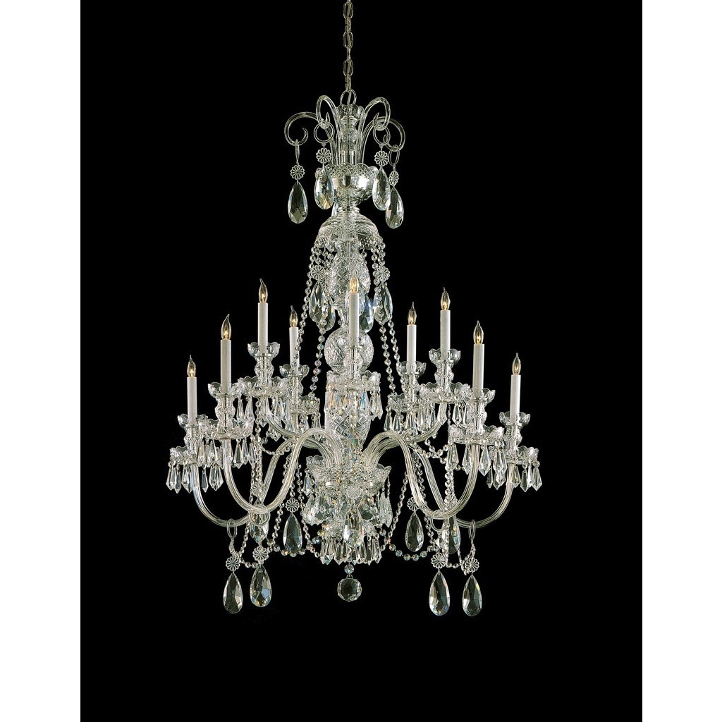 Crystorama Traditional Collection 10-light Polished Brass/Swarovski Strass Crystal Chandelier - Chandeliers For Bedrooms by Overstock.com
