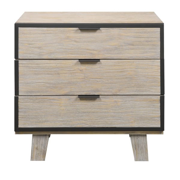 Shop Black Friday Deals On Synchrony Washed Tan Nightstand With Rustic Pine Finish And Metal Trim 3 Drawer Overstock 14522692