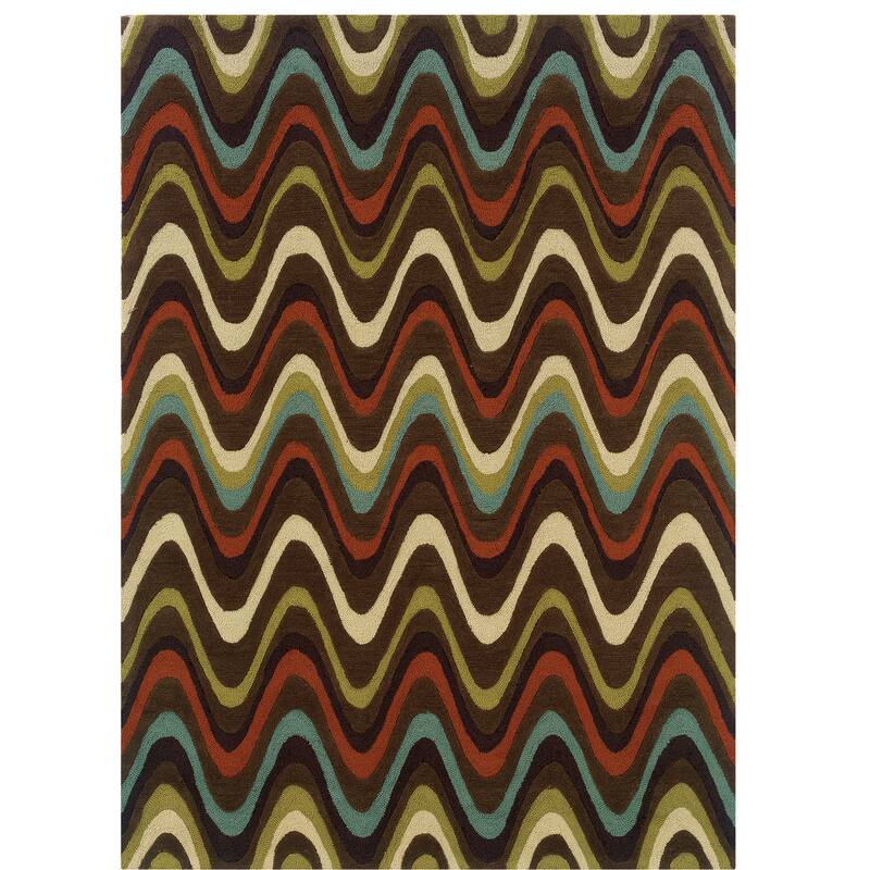 Hand Tufted Trio Miso Area Rug - 8' X 10' - Brown