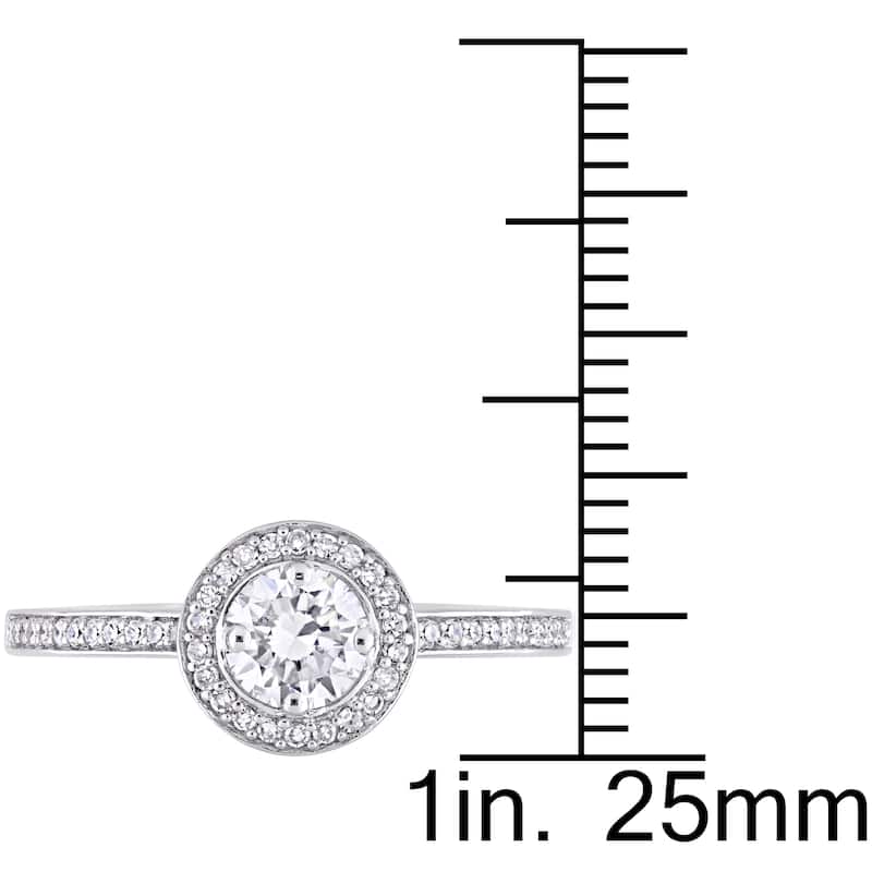 Miadora 14k White Gold 1/2ct TDW Diamond Halo Engagement Ring