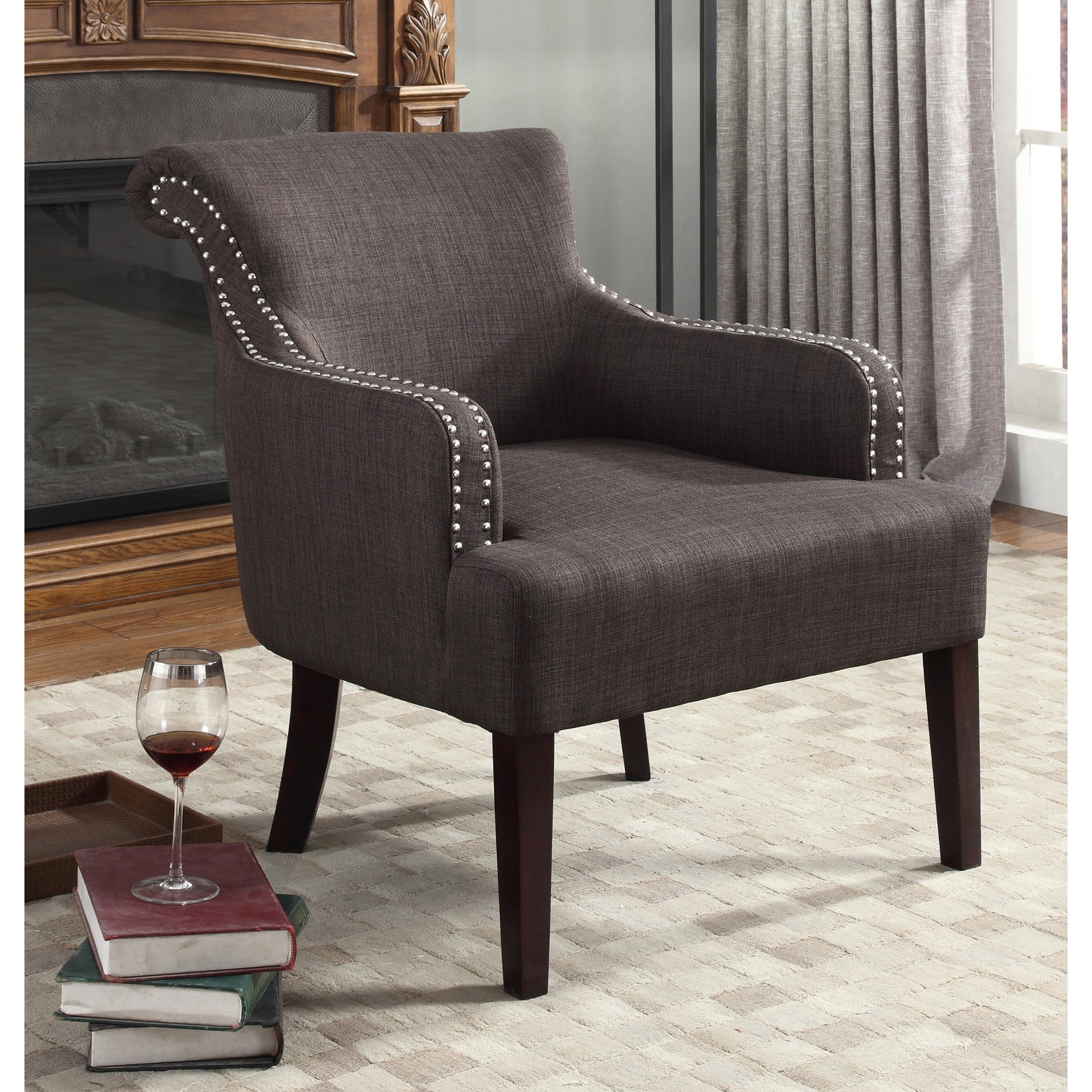 Best Master Furniture Charcoal Grey Accent Arm Chair Overstock 14523312