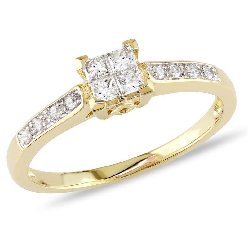 Miadora Signature Collection 10k Yellow Gold 1/4ct TDW Diamond Engagement Ring - White