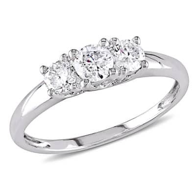 Miadora Signature Collection 14k White Gold 1/2ct TDW Certified Diamond Three-Stone Engagement Ring