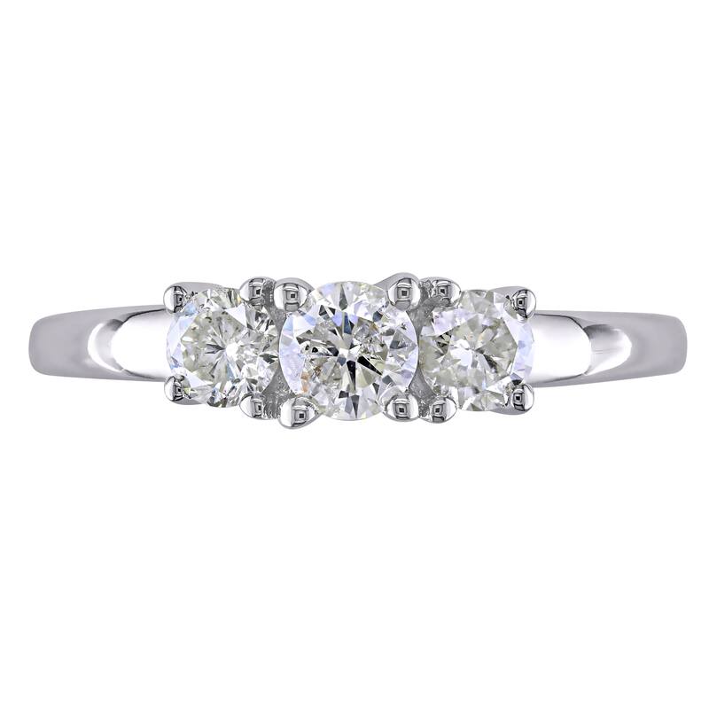 Miadora Signature Collection 14k White Gold 1/2ct TDW Certified Diamond Three-Stone Engagement Ring