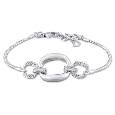 Miadora Signature Collection 18k White Gold 1/6ct TDW Diamond Interlinked Bracelet