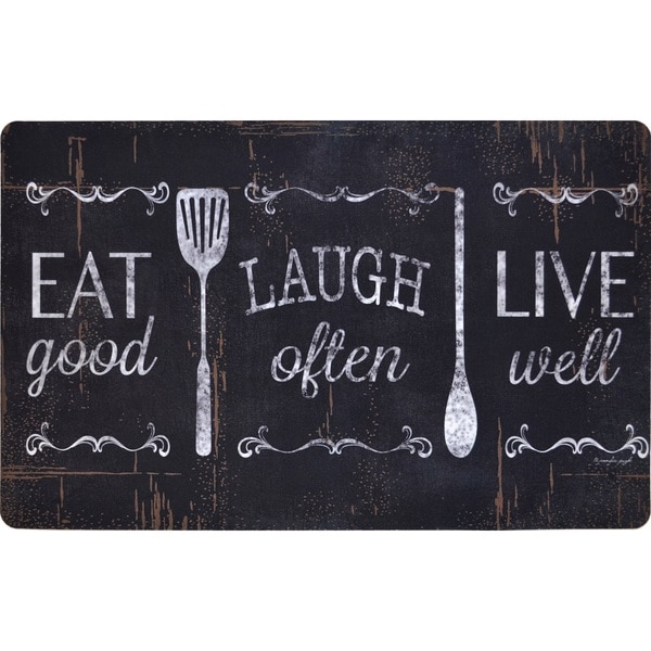 Designer Chef Series Eat Laugh Live 24-inch x 36-inch Oversized Antifatigue Kitchen Mats - multi