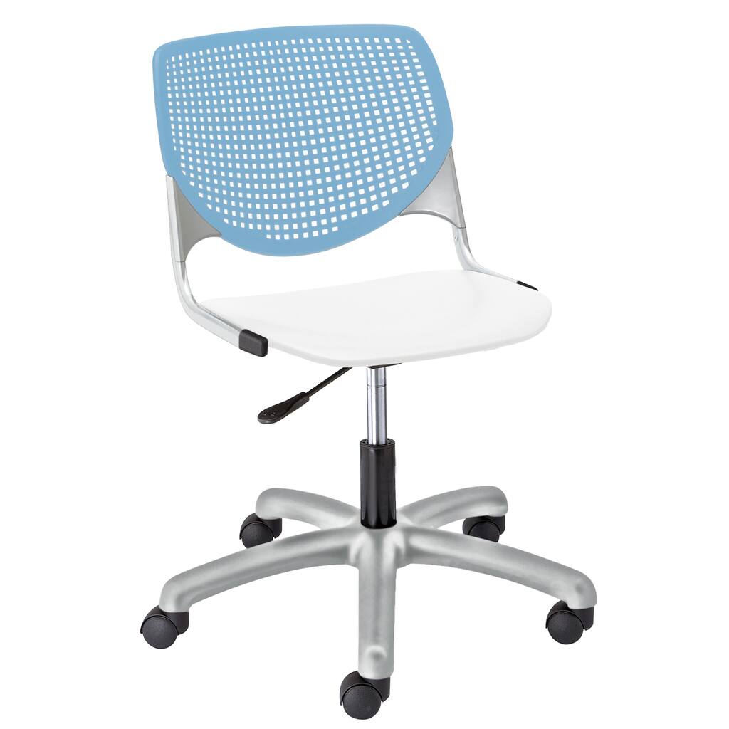 KFI KOOL Poly Task Chair, Sky Blue Back, White Seat
