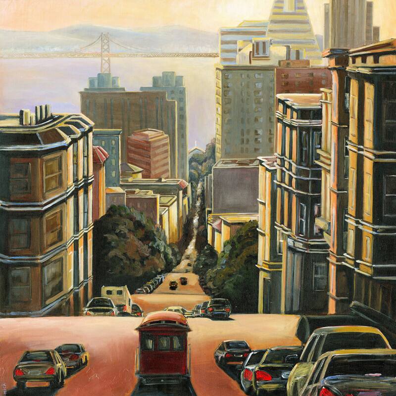 'Tranquility in San Francisco' Painting Print on Wrapped Canvas - Multi-Color