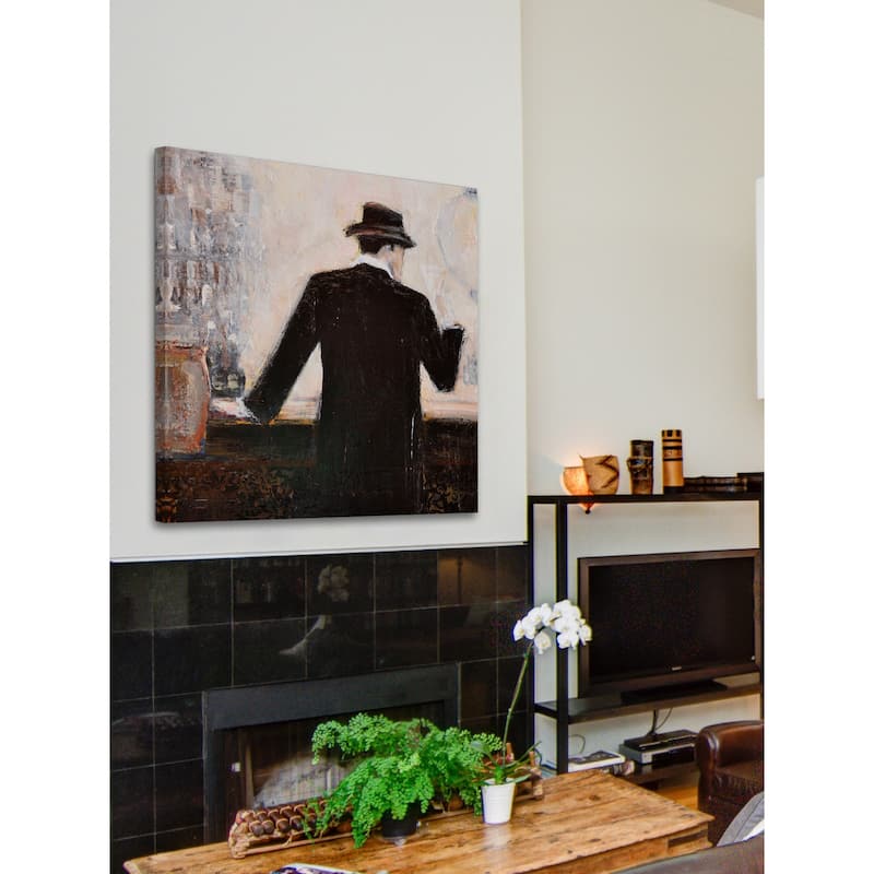 'Bar Scene Man' Painting Print on Wrapped Canvas - Multi-Color