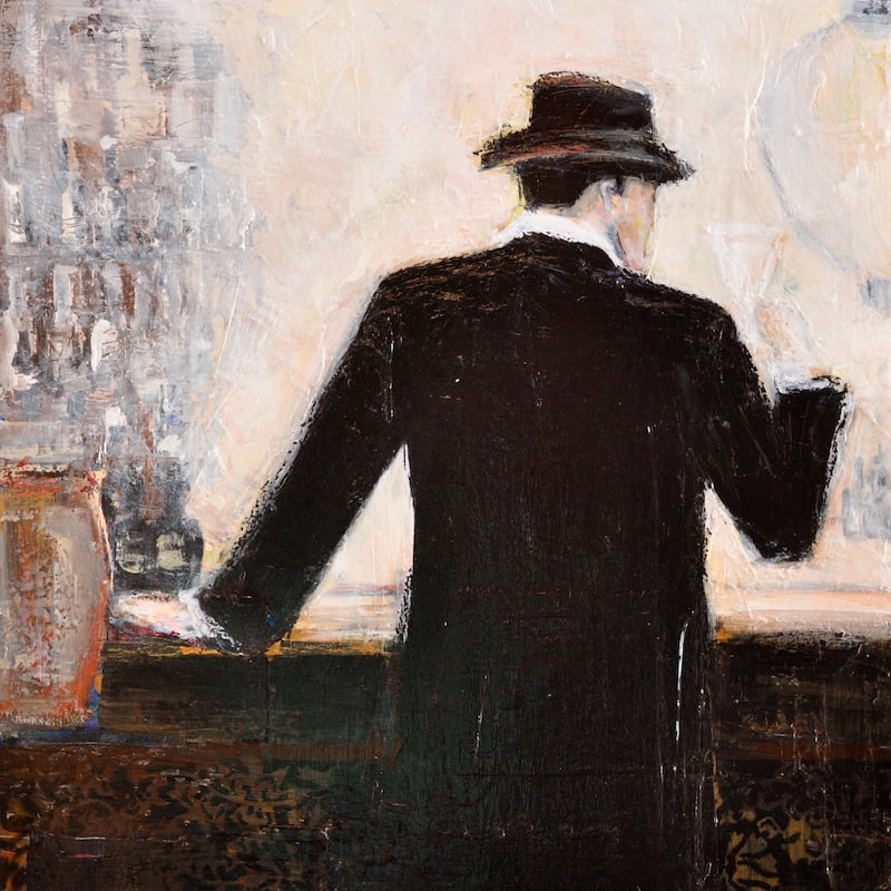 'Bar Scene Man' Painting Print on Wrapped Canvas - Multi-Color