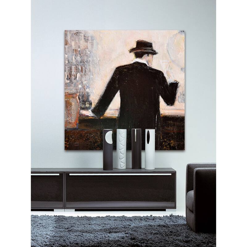 'Bar Scene Man' Painting Print on Wrapped Canvas - Multi-Color