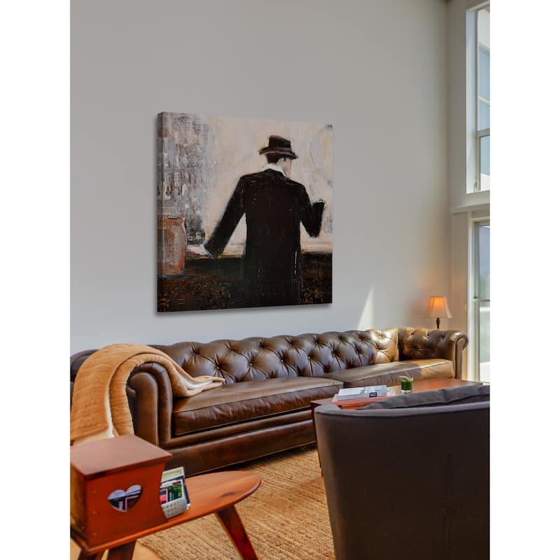'Bar Scene Man' Painting Print on Wrapped Canvas - Multi-Color