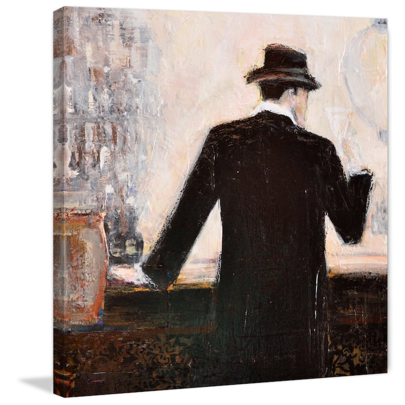 'Bar Scene Man' Painting Print on Wrapped Canvas - Multi-Color