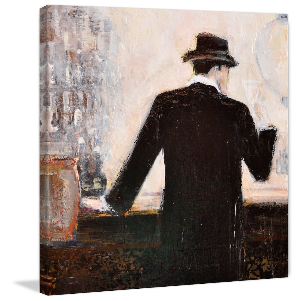 'Bar Scene Man' Painting Print on Wrapped Canvas - Multi-Color