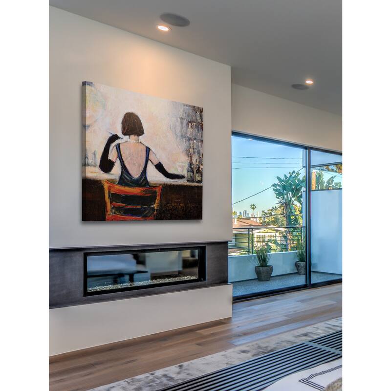 'Bar Scene Woman' Painting Print on Wrapped Canvas - Multi-Color