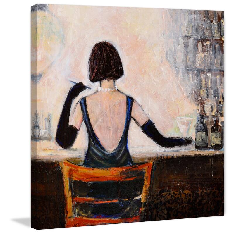 'Bar Scene Woman' Painting Print on Wrapped Canvas - Multi-Color