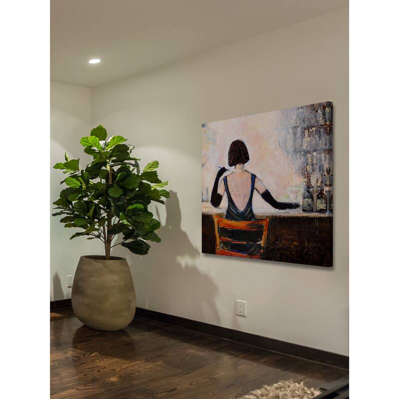 'Bar Scene Woman' Painting Print on Wrapped Canvas - Multi-Color