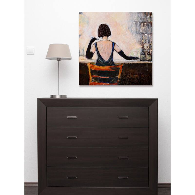 'Bar Scene Woman' Painting Print on Wrapped Canvas - Multi-Color