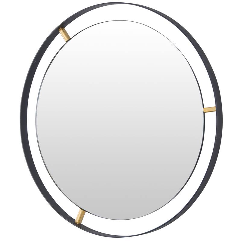 Framed 30-inch Round Matte Black Wall Mirror