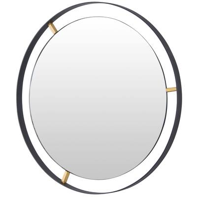 Framed 30-inch Round Matte Black Wall Mirror
