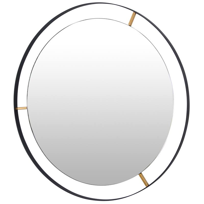 Framed 30-inch Round Matte Black Wall Mirror