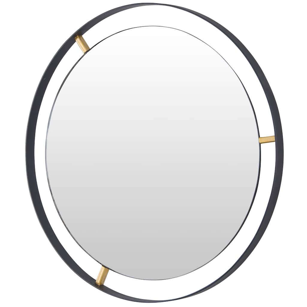 Framed 30-inch Round Matte Black Wall Mirror