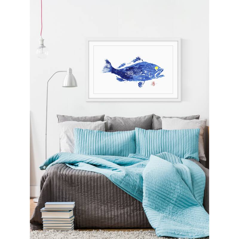 'Grouper in Blue' Framed Painting Print