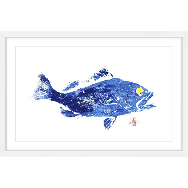 'Grouper in Blue' Framed Painting Print