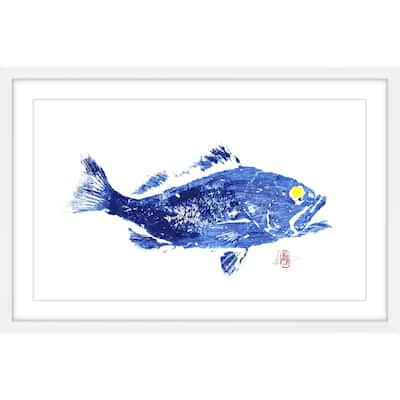 'Grouper in Blue' Framed Painting Print