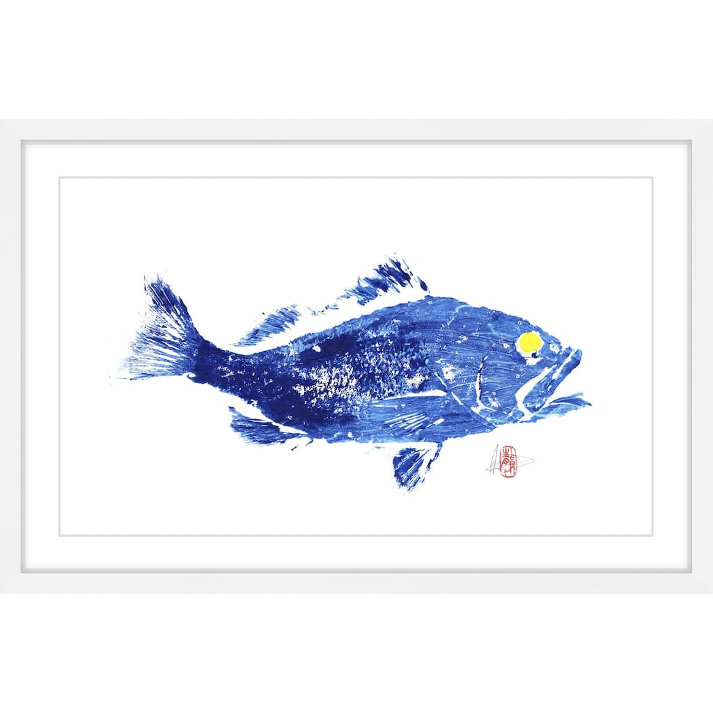 'Grouper in Blue' Framed Painting Print