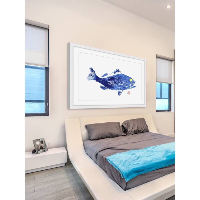 'Grouper in Blue' Framed Painting Print