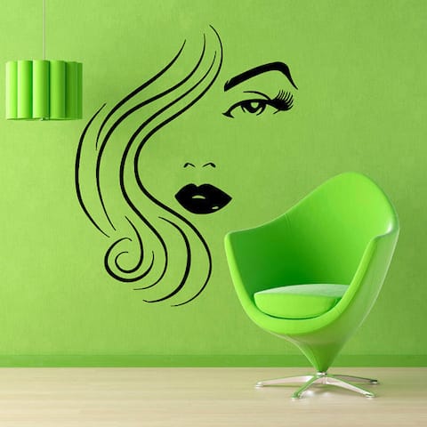 Girl Model Beauty Salon Wall Decor Home Decor Vinyl Art Wall Decor Make Up Decals Cosmetics Sticker Decal size 22x26 Color Black