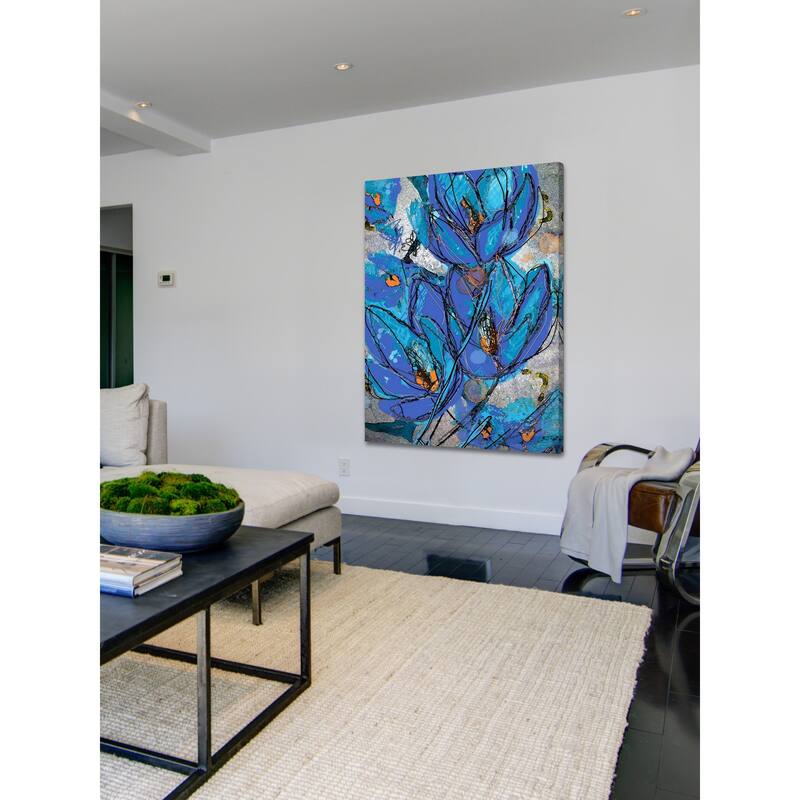 'Sketch Cyanine Blue' Painting Print on Wrapped Canvas - Multi-Color