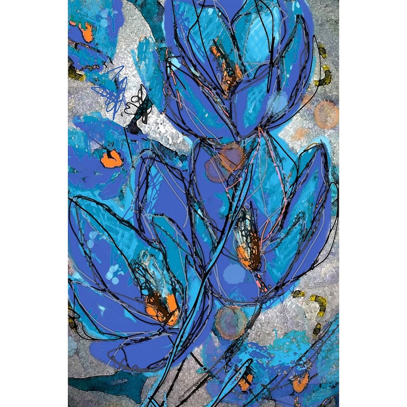 'Sketch Cyanine Blue' Painting Print on Wrapped Canvas - Multi-Color