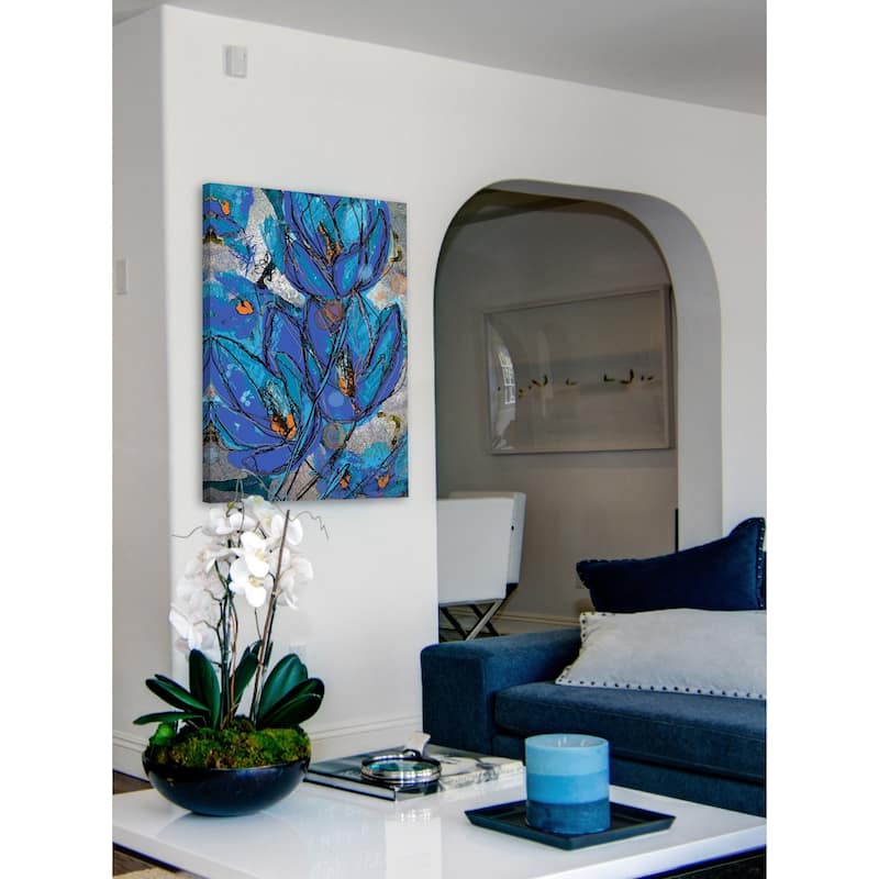 'Sketch Cyanine Blue' Painting Print on Wrapped Canvas - Multi-Color