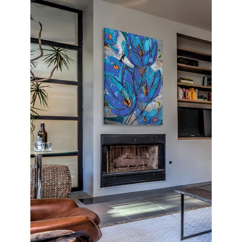 'Sketch Cyanine Blue' Painting Print on Wrapped Canvas - Multi-Color