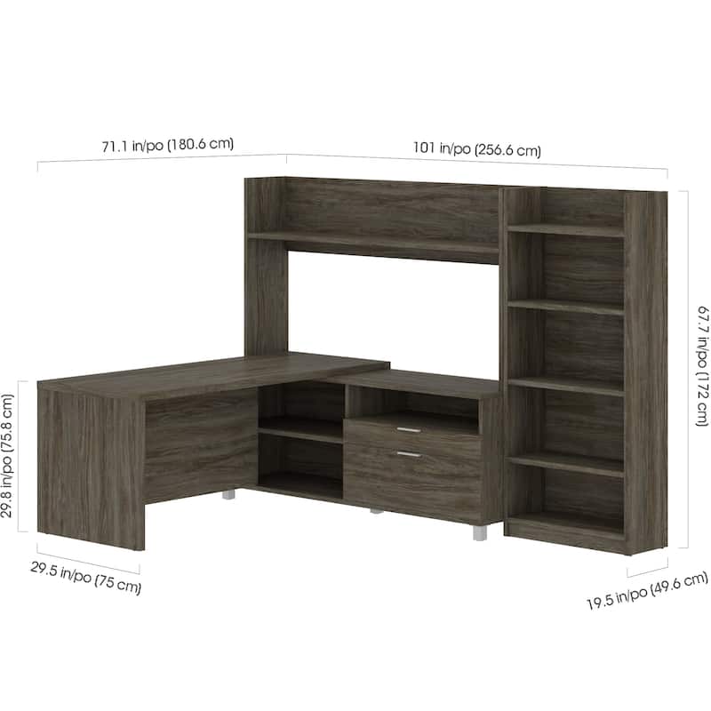 Pro-Linea L-Desk with Bookcase