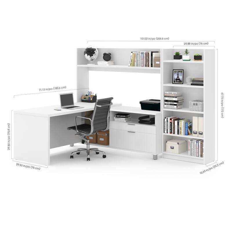 Pro-Linea L-Desk with Bookcase