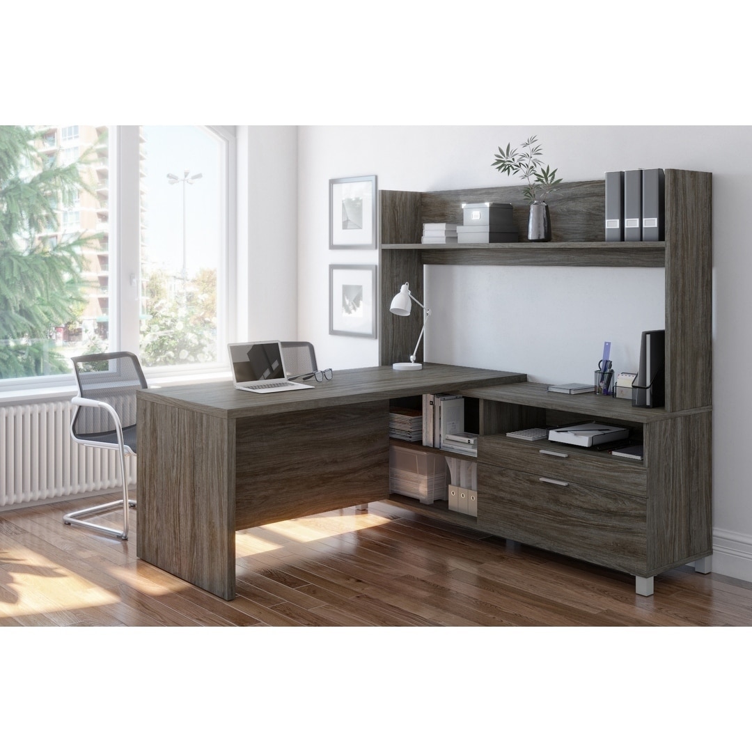 BARUCH 84'' Wide L-Shaped Desk with Hutch