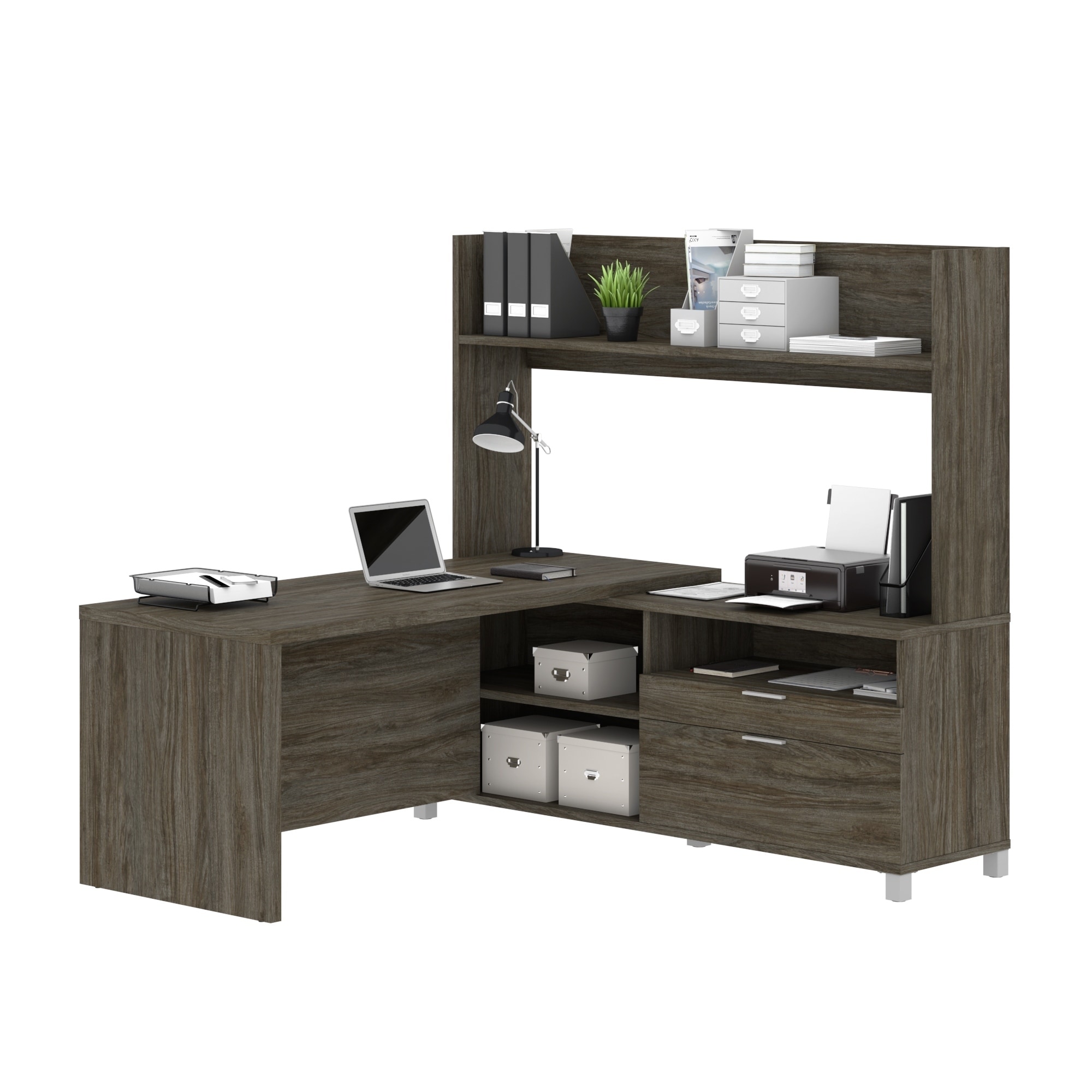 BARUCH 84'' Wide L-Shaped Desk with Hutch