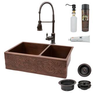 Handmade Farmhouse Double Basin Kitchen Sink Package (Mexico)