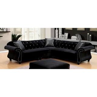 Traditional Sectional Sofas For Less Furniture Of America Dessie Ii Traditional Glam Tufted Flannelette Sectional Sofa 3 Options Available