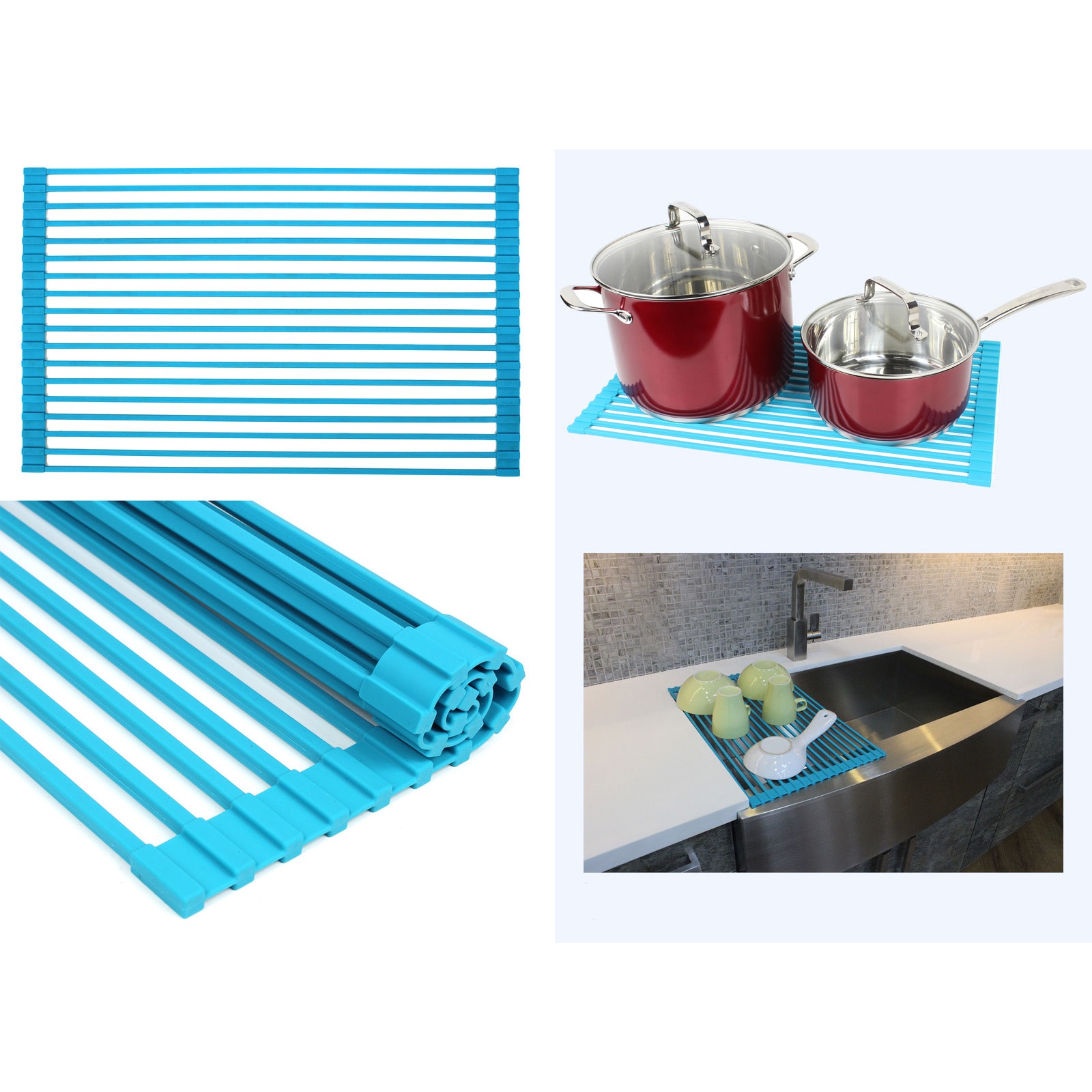 20-3/8 Inch Silicone Multipurpose Roll-up Dish Rack For Stainless Steel  Kitchen / Island / Bar Sinks - On Sale - Bed Bath & Beyond - 14536461