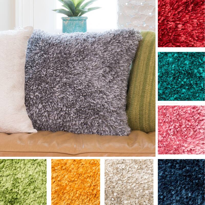 Solid Ribbon Shag 22-in. Throw Pillow OR Cover Only
