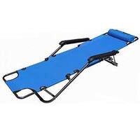 Portable Blue Steel Dual Purposes Extendable Folding Reclining Chair