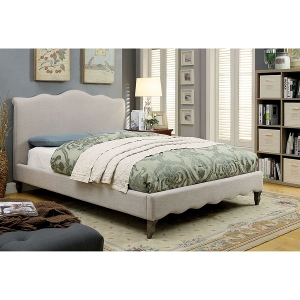 Furniture of America Dupa Contemporary Beige Fabric Platform Bed