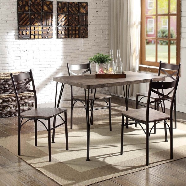 Shop Furniture of America Hathway Industrial  5  piece  Dark Bronze Small Dining  Set  On Sale 